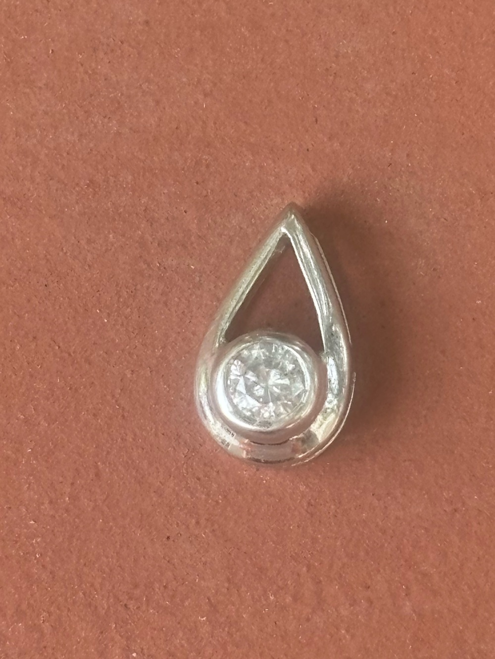 14K White Gold Teardrop Diamond Pendant Jared Open Drop Charm Slide 7mm 1.04g